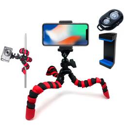 Ecostconnection Ecc-3ljfam33j3036 12ftft Flexible Tripod With Quick Release Plate Phone Holder And Bluetooth Remote