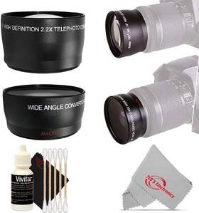 Teds Electronics Viv-49t-1 49mm 2x Hd Multi-coated Telephoto Lens Wide Angle Accessory Kit