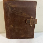 Leather Folio Cover Cowhide Dark Brown 7.5 X 9.5 Change Pocket Distressed Nos Used. Price: $35.97.