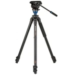 Benro A2573F Aluminum Single-tube Video Tripod With S4 Pro Flat Base Head Open. Price: $250.00.