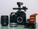 Panasonic GH5 Filmmaker Kit W/ 2 Lenses, 4 Batteries, Cage, & Accessories Used. Price: $1250.00.